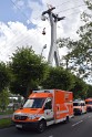 Koelner Seilbahn Gondel blieb haengen Koeln Linksrheinisch P244